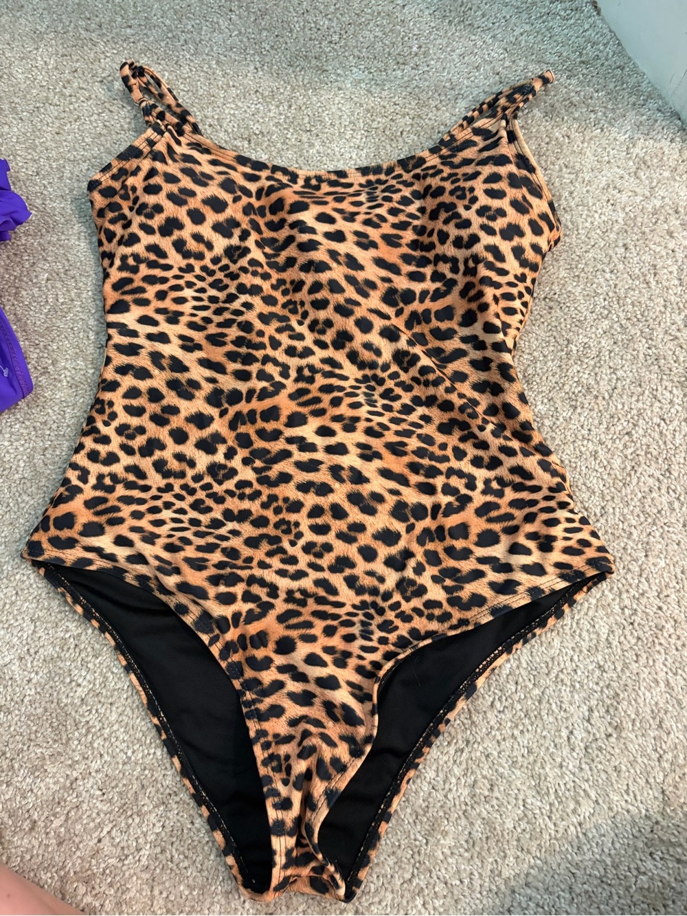 Source Unknown Leopard-Print One-Piece Swimsuit in Tan and Black